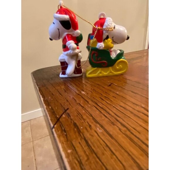 Vintage Snoopy Christmas Tree Ornaments Peanuts Christmas Set of 2 - Picture 4 of 6